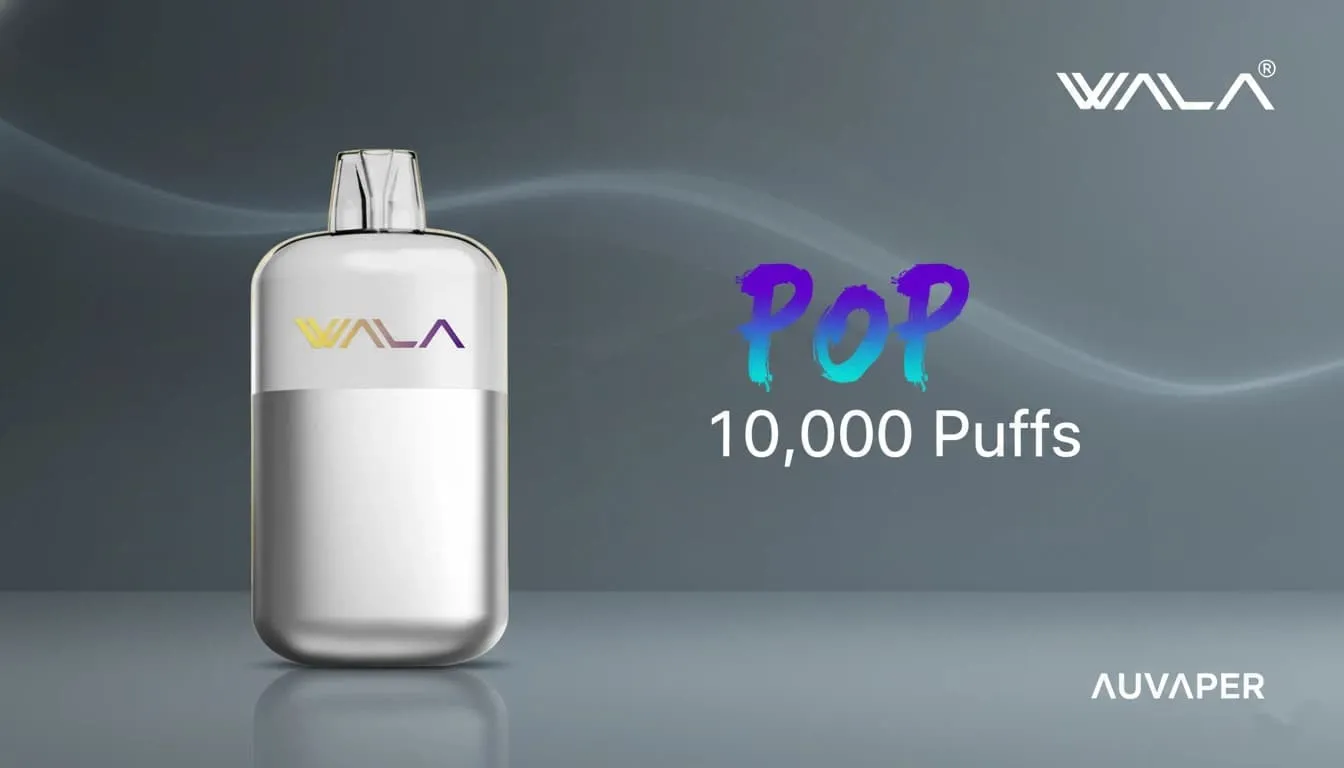 close up of alibarbar vape device showing mouthpiece and airflow vents with text overlay asking how many puffs in a alibarbar